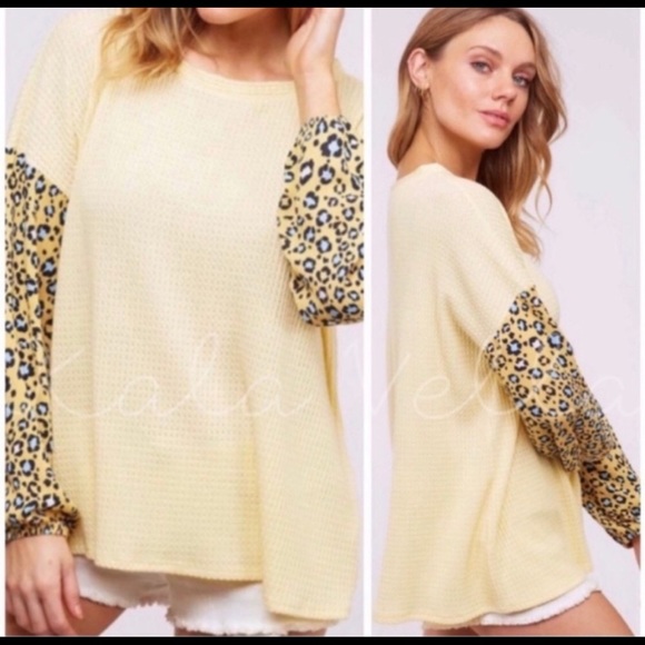 Deal Sunlight Yellow Leopard Top - Picture 3 of 4